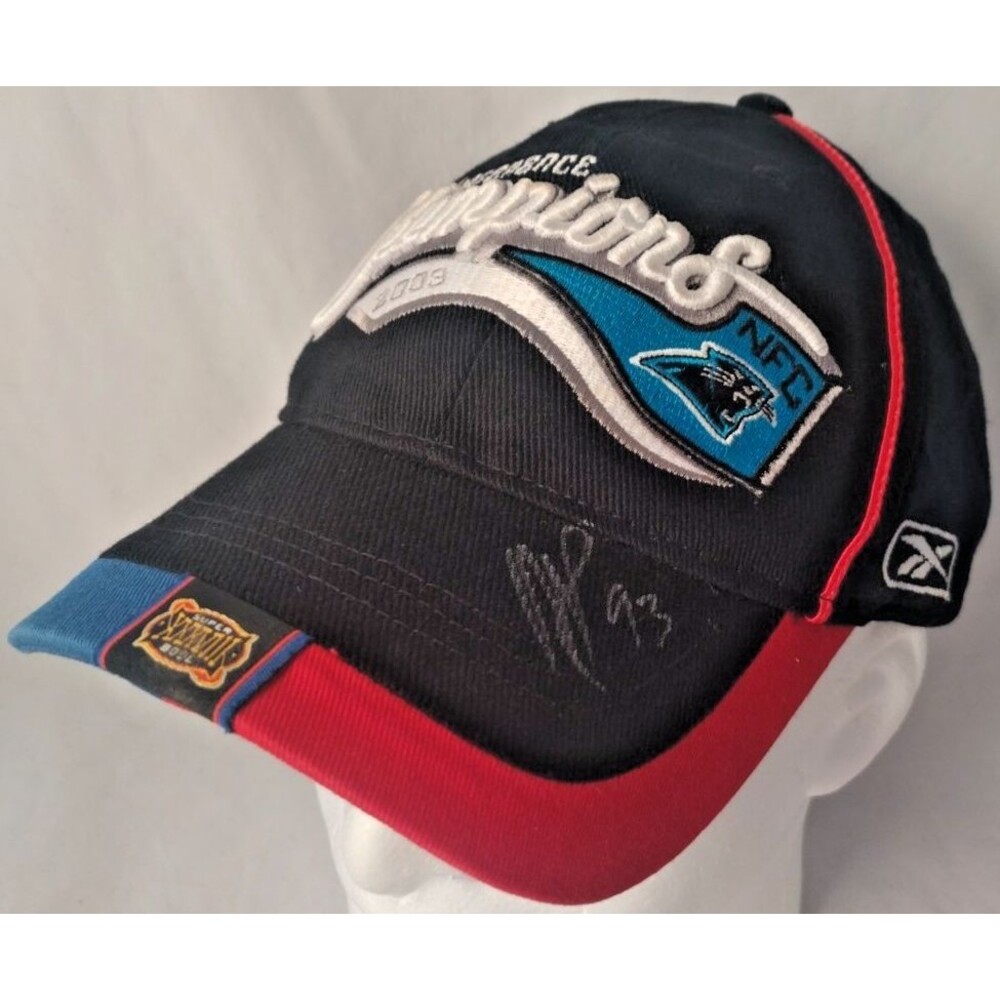 Carolina Panthers 2003 Conference Champions Autographed Mike Rucker Hat/Cap-NICE